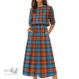Scottish MacLachlan Ancient Tartan Womens Elastic Waist Dress Tartan Plaid Dress