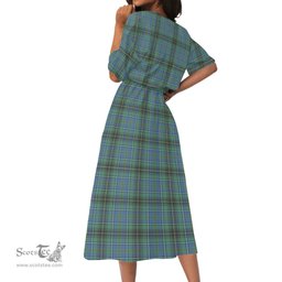 Scottish MacInnes Ancient Tartan Womens Elastic Waist Dress Tartan Plaid Dress