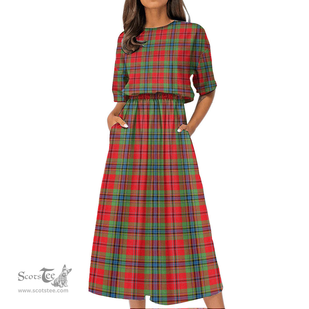 Scottish MacLean of Duart Modern Tartan Womens Elastic Waist Dress Tartan Plaid Dress