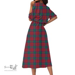 Scottish Lindsay Modern Tartan Crest Womens Elastic Waist Dress Tartan Plaid Dress