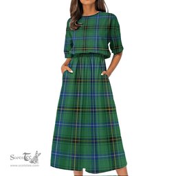 Scottish Henderson Ancient Tartan Womens Elastic Waist Dress Tartan Plaid Dress
