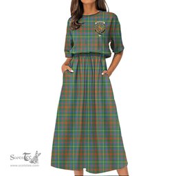 Scottish MacKintosh Hunting Ancient Tartan Crest Womens Elastic Waist Dress Tartan Plaid Dress