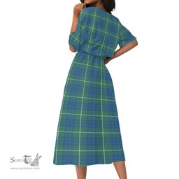Scottish Hamilton Hunting Ancient Tartan Womens Elastic Waist Dress Tartan Plaid Dress