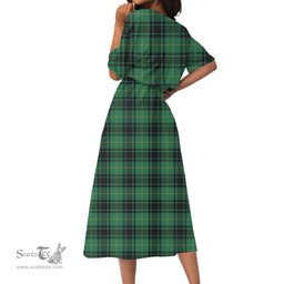 Scottish MacArthur Ancient Tartan Crest Womens Elastic Waist Dress Tartan Plaid Dress