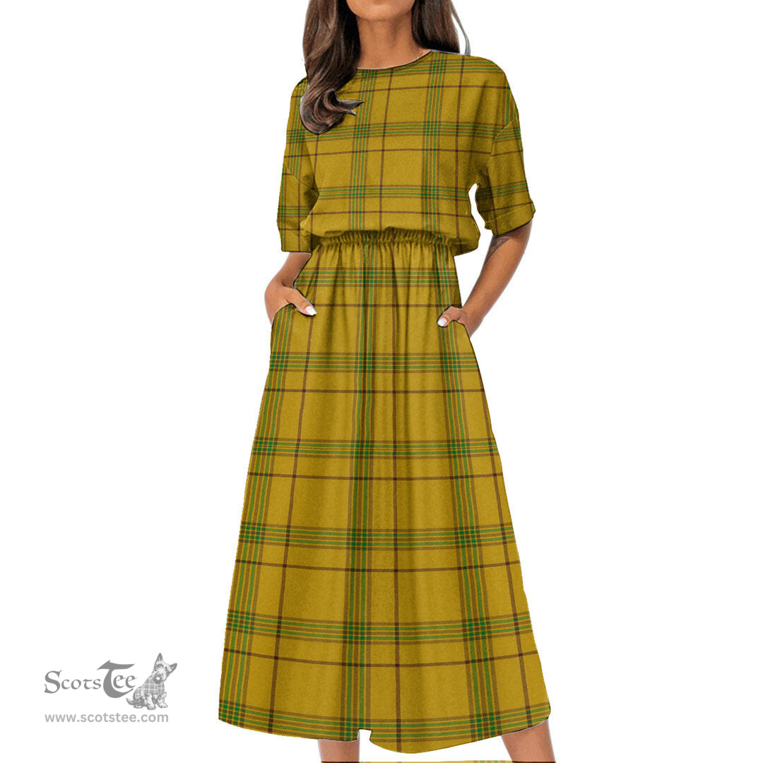 Scottish Houston Tartan Womens Elastic Waist Dress Tartan Plaid Dress