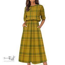Scottish Houston Tartan Womens Elastic Waist Dress Tartan Plaid Dress