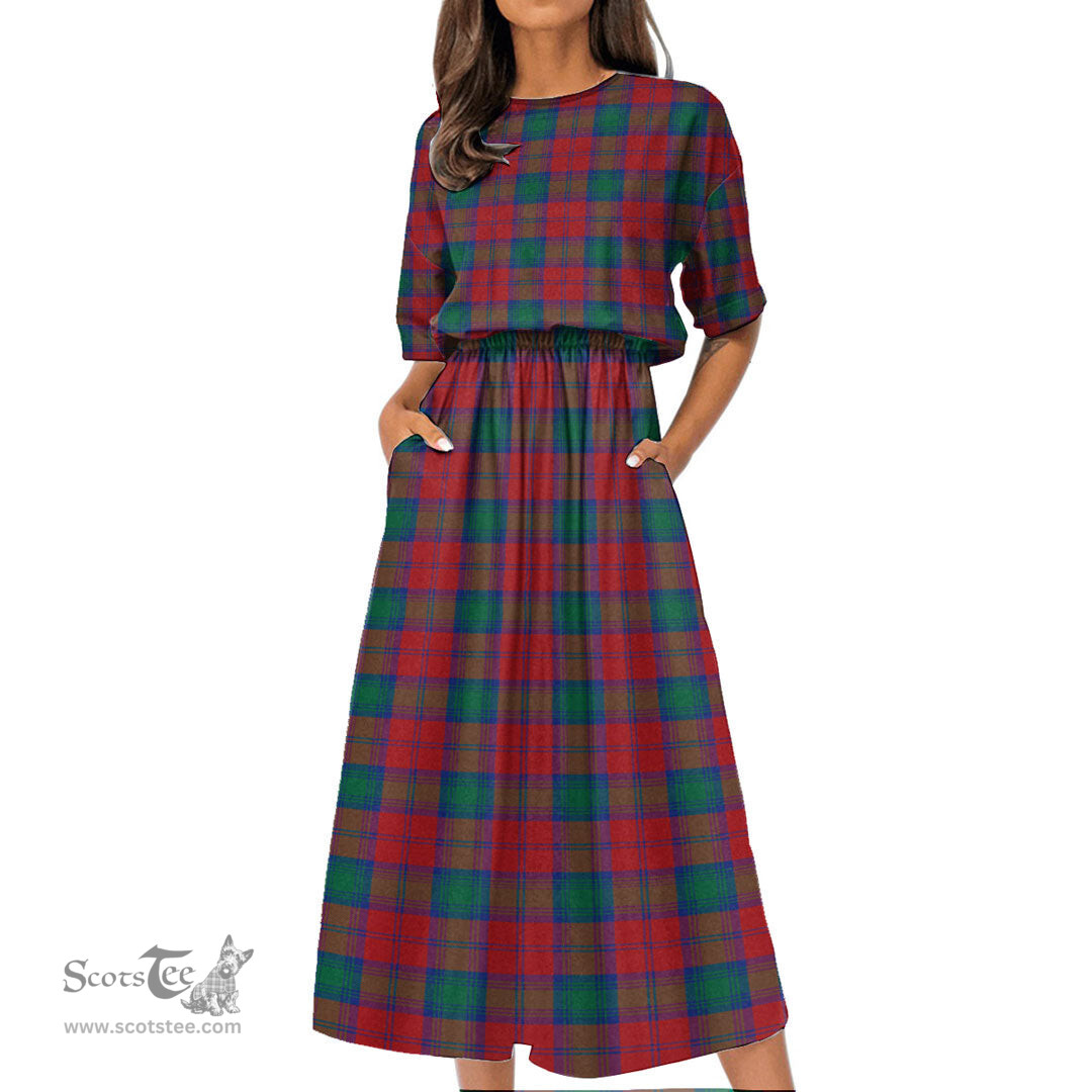 Scottish Lindsay Modern Tartan Womens Elastic Waist Dress Tartan Plaid Dress