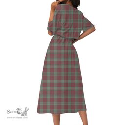 Scottish MacGregor Hunting Ancient Tartan Crest Womens Elastic Waist Dress Tartan Plaid Dress