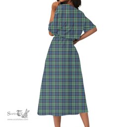 Scottish Leslie Hunting Ancient Tartan Crest Womens Elastic Waist Dress Tartan Plaid Dress