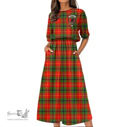 Scottish Turnbull Dress Tartan Crest Womens Elastic Waist Dress Tartan Plaid Dress