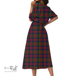 Scottish Tennant Tartan Crest Womens Elastic Waist Dress Tartan Plaid Dress