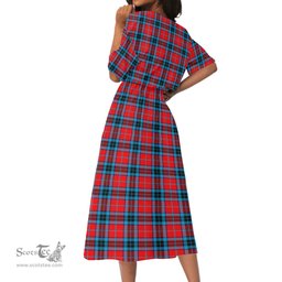 Scottish MacTavish Modern Tartan Womens Elastic Waist Dress Tartan Plaid Dress