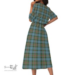 Scottish Paisley District Tartan Womens Elastic Waist Dress Tartan Plaid Dress