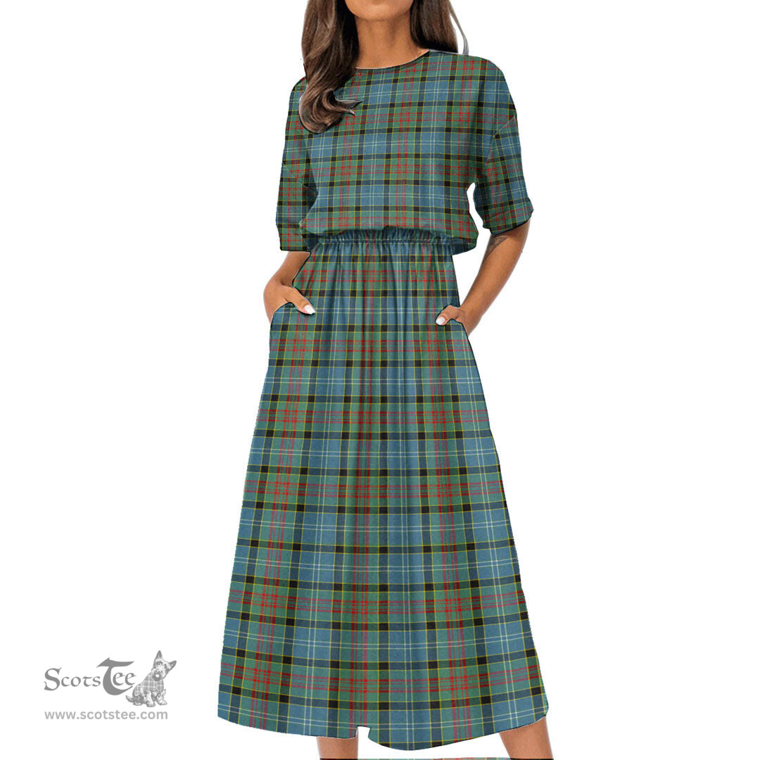 Scottish Paisley District Tartan Womens Elastic Waist Dress Tartan Plaid Dress