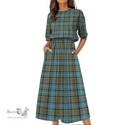 Scottish Paisley District Tartan Womens Elastic Waist Dress Tartan Plaid Dress