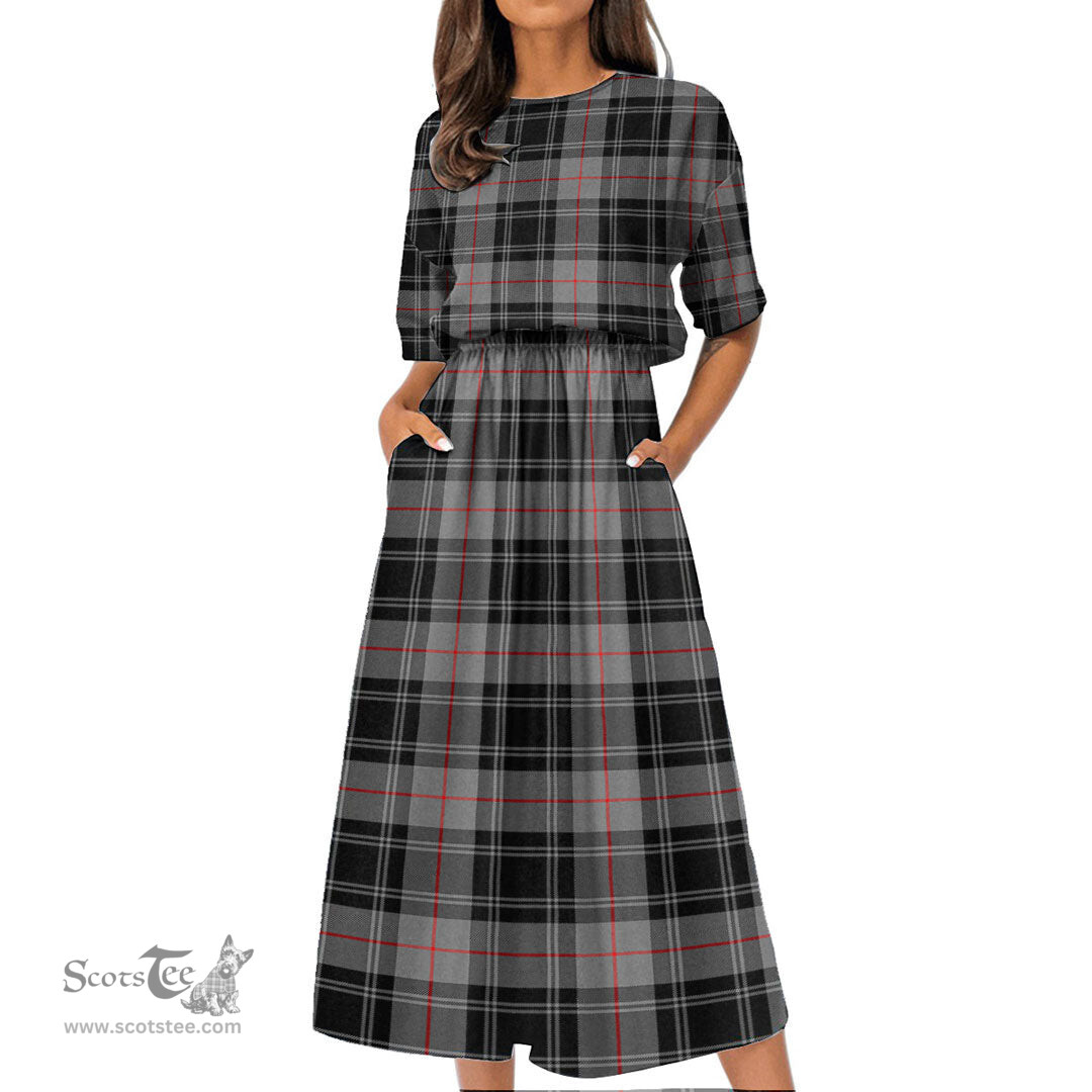 Scottish Moffat Modern Tartan Womens Elastic Waist Dress Tartan Plaid Dress