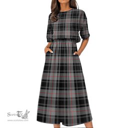 Scottish Moffat Modern Tartan Womens Elastic Waist Dress Tartan Plaid Dress