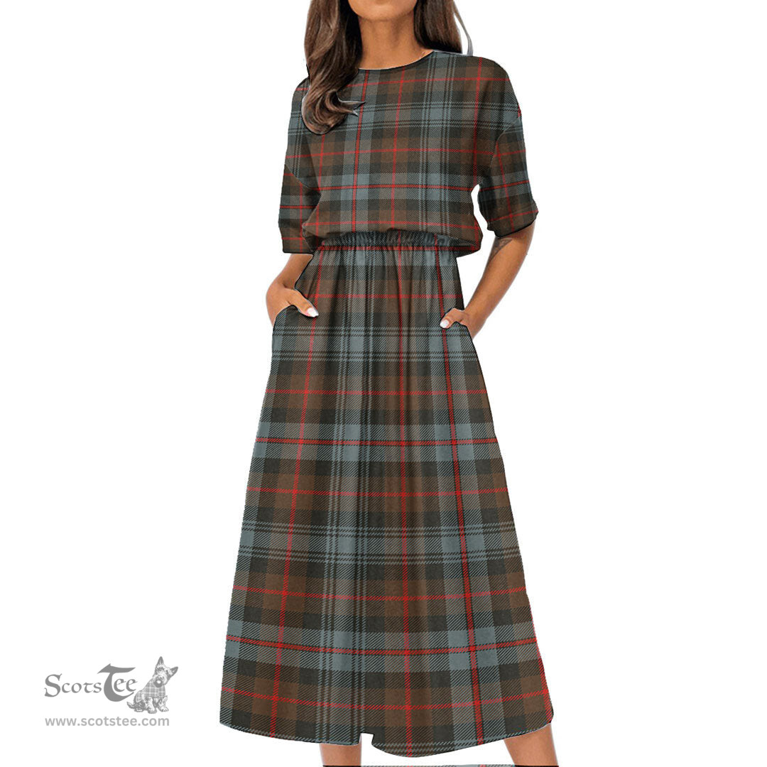 Scottish Murray of Atholl Weathered Tartan Womens Elastic Waist Dress Tartan Plaid Dress
