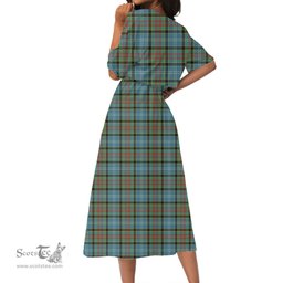 Scottish Paisley District Tartan Crest Womens Elastic Waist Dress Tartan Plaid Dress
