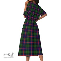 Scottish Urquhart Modern Tartan Womens Elastic Waist Dress Tartan Plaid Dress