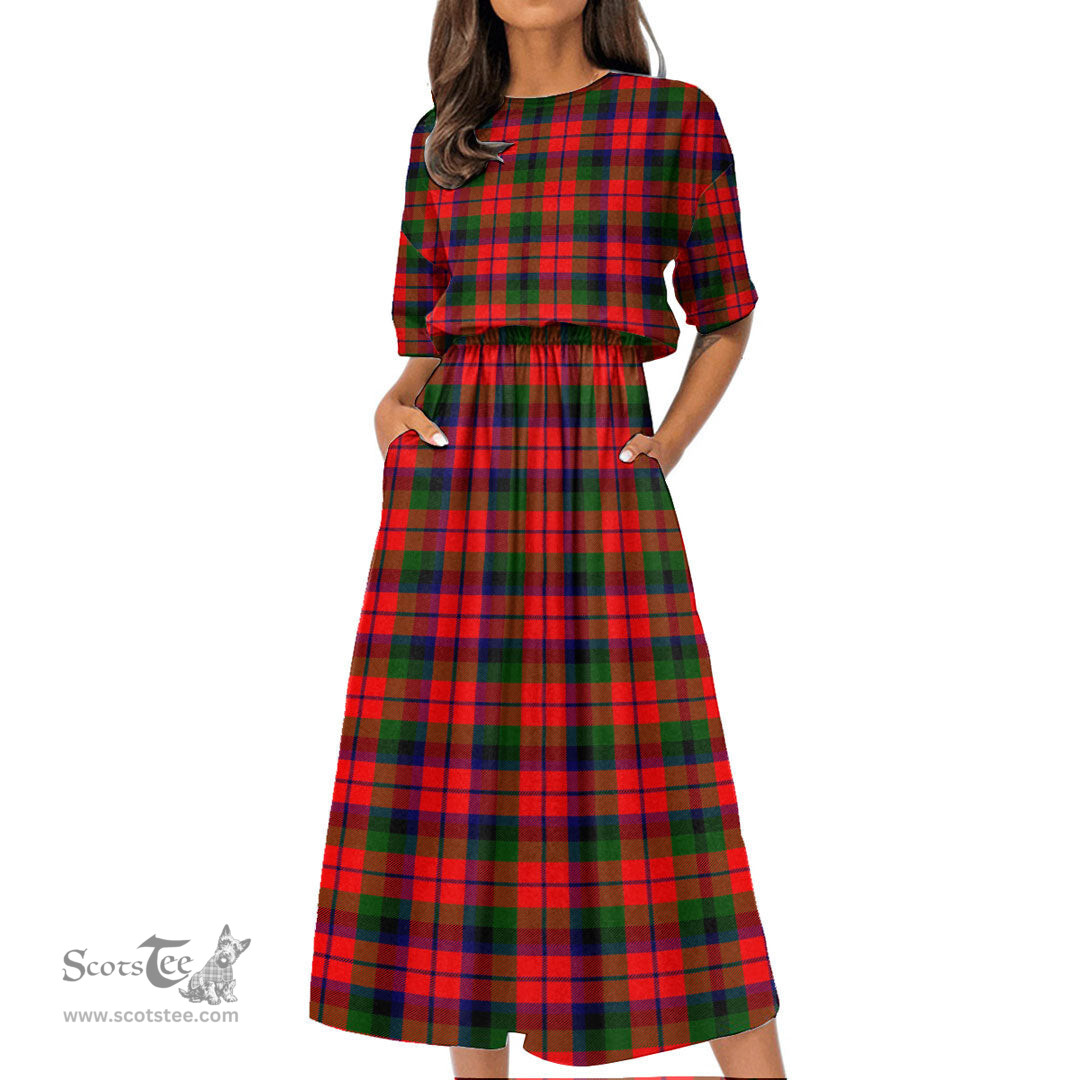 Scottish MacNaughton Modern Tartan Womens Elastic Waist Dress Tartan Plaid Dress