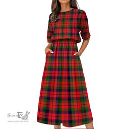 Scottish MacNaughton Modern Tartan Womens Elastic Waist Dress Tartan Plaid Dress