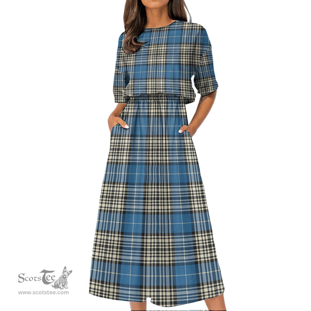 Scottish Napier Ancient Tartan Womens Elastic Waist Dress Tartan Plaid Dress