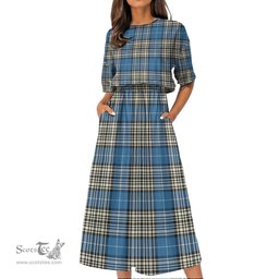 Scottish Napier Ancient Tartan Womens Elastic Waist Dress Tartan Plaid Dress
