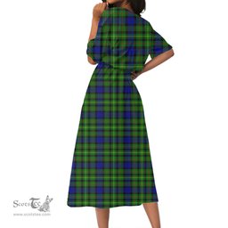 Scottish Rollo Modern Tartan Crest Womens Elastic Waist Dress Tartan Plaid Dress