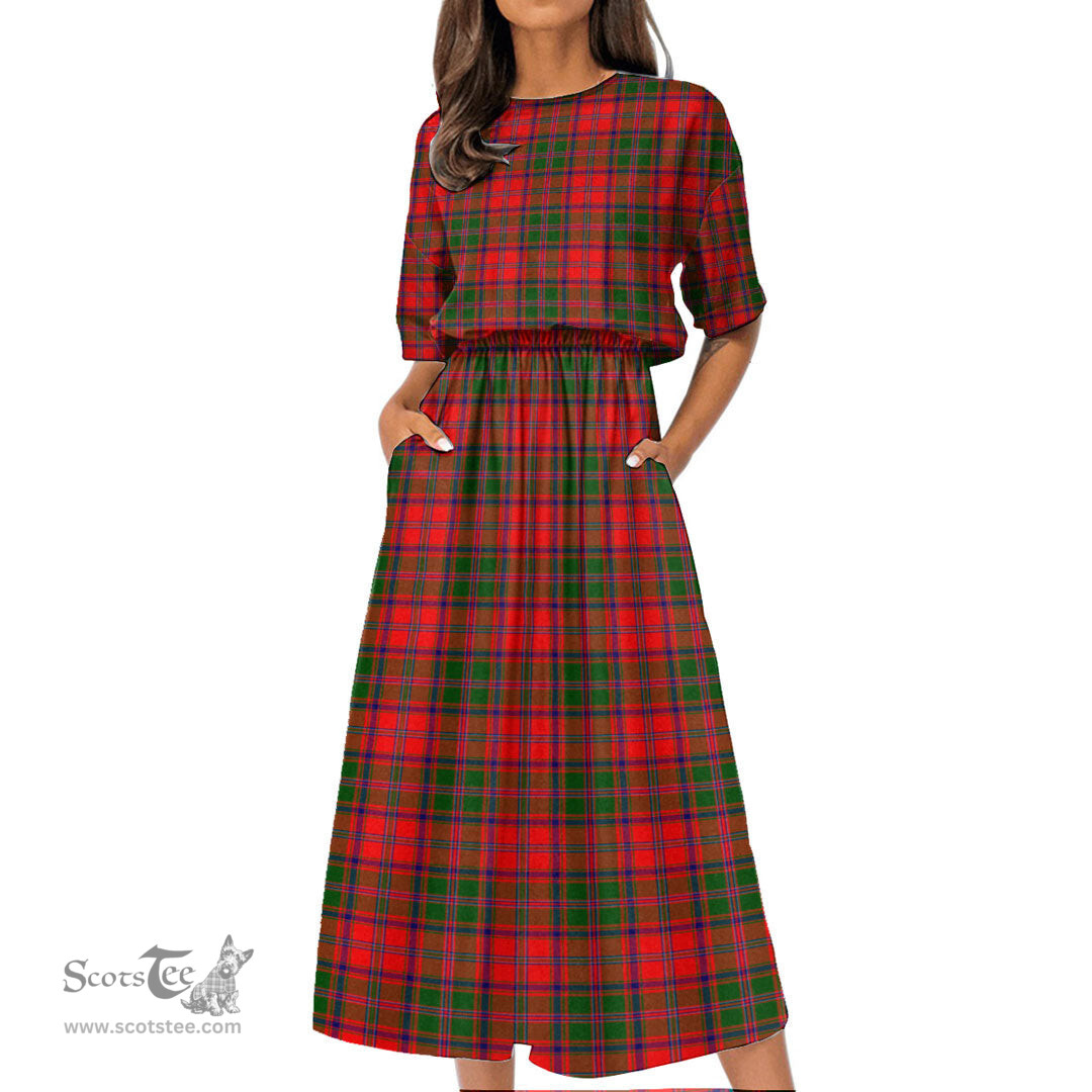 Scottish Stewart of Appin Modern Tartan Womens Elastic Waist Dress Tartan Plaid Dress