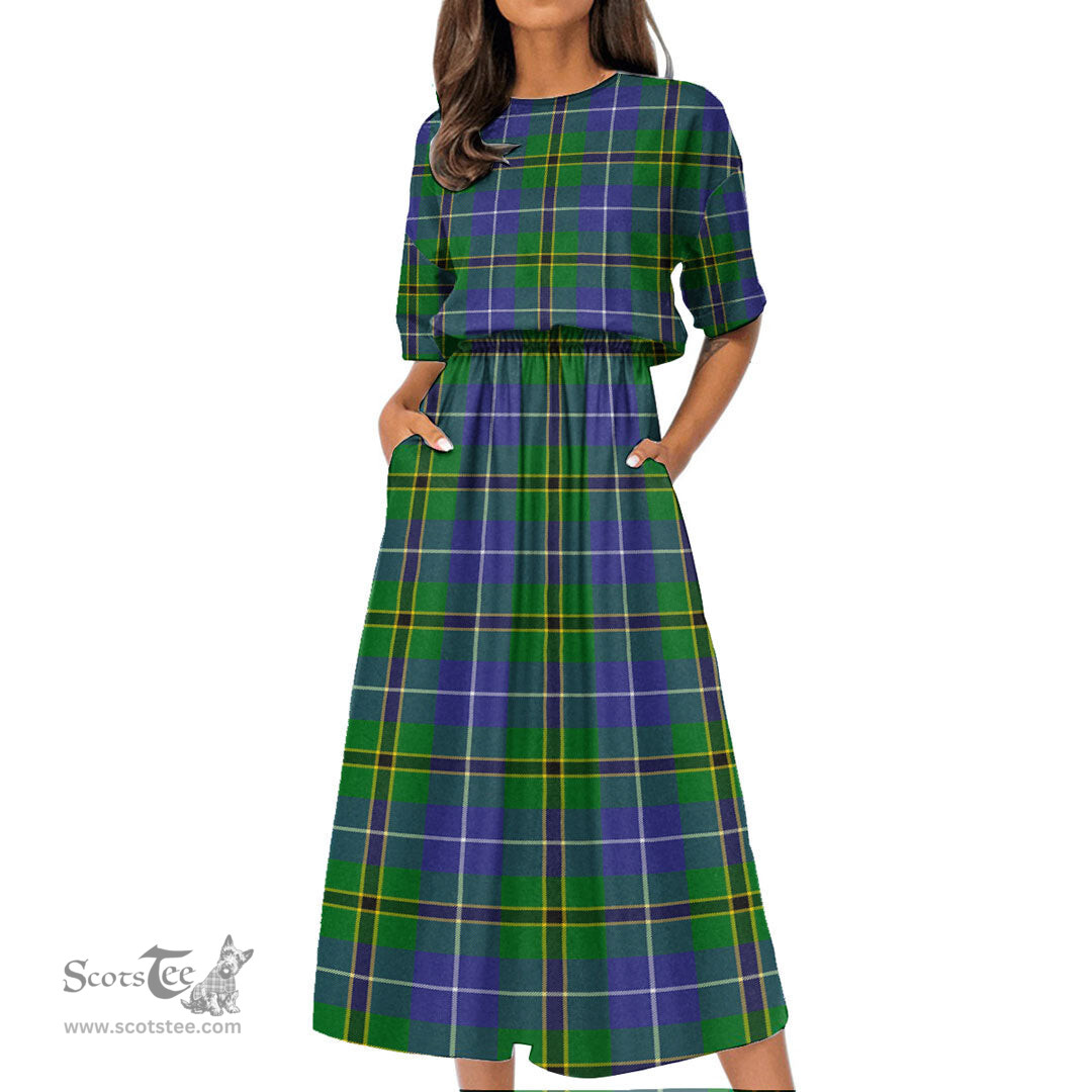 Scottish Turnbull Hunting Tartan Womens Elastic Waist Dress Tartan Plaid Dress