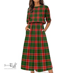 Scottish Pollock Modern Tartan Womens Elastic Waist Dress Tartan Plaid Dress