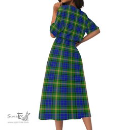 Scottish Maitland Tartan Womens Elastic Waist Dress Tartan Plaid Dress