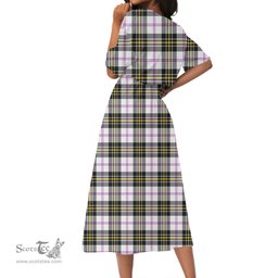 Scottish MacPherson Dress Modern Tartan Crest Womens Elastic Waist Dress Tartan Plaid Dress