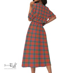 Scottish Sinclair Ancient Tartan Womens Elastic Waist Dress Tartan Plaid Dress