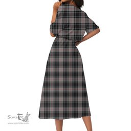 Scottish Moffat Modern Tartan Crest Womens Elastic Waist Dress Tartan Plaid Dress