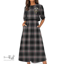 Scottish Moffat Modern Tartan Crest Womens Elastic Waist Dress Tartan Plaid Dress