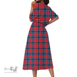 Scottish MacTavish Modern Tartan Crest Womens Elastic Waist Dress Tartan Plaid Dress