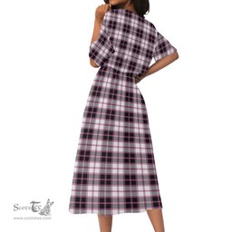 Scottish MacPherson Hunting Modern Tartan Womens Elastic Waist Dress Tartan Plaid Dress