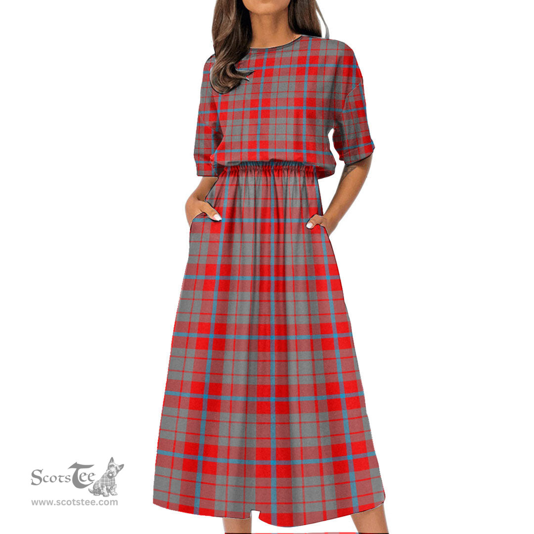 Scottish Moubray Tartan Womens Elastic Waist Dress Tartan Plaid Dress