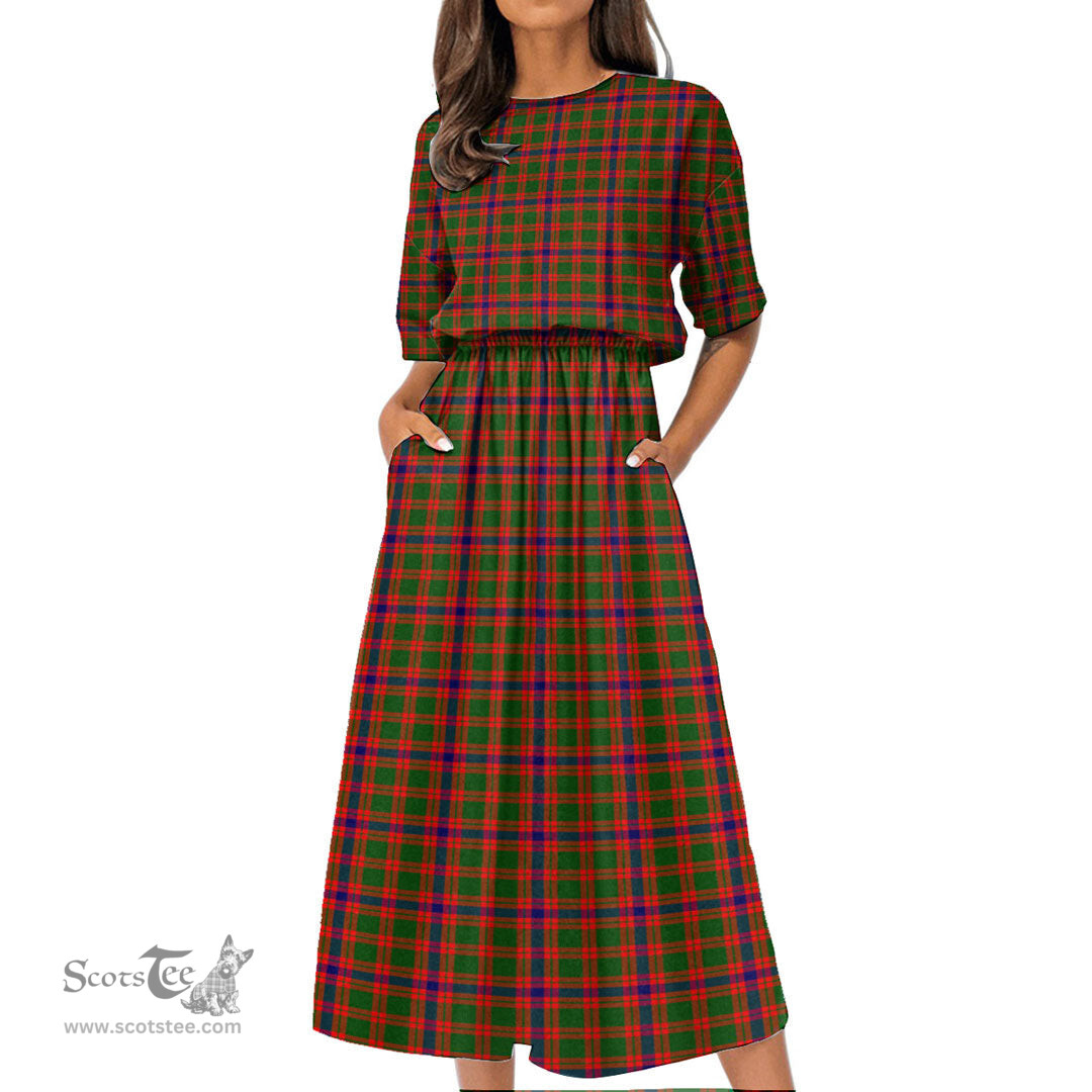 Scottish Skene Modern Tartan Womens Elastic Waist Dress Tartan Plaid Dress