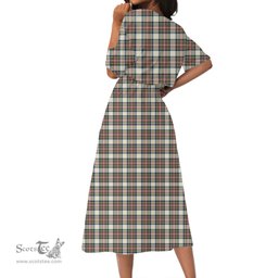 Scottish Stewart Dress Ancient Tartan Crest Womens Elastic Waist Dress Tartan Plaid Dress