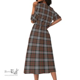 Scottish MacRae Hunting Weathered Tartan Womens Elastic Waist Dress Tartan Plaid Dress