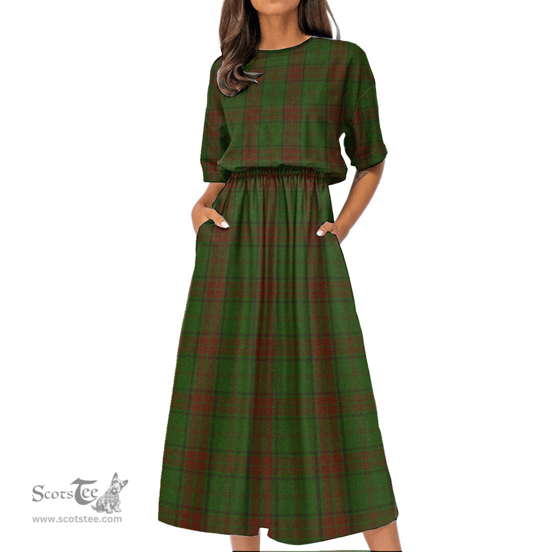 Scottish Maxwell Hunting Tartan Womens Elastic Waist Dress Tartan Plaid Dress