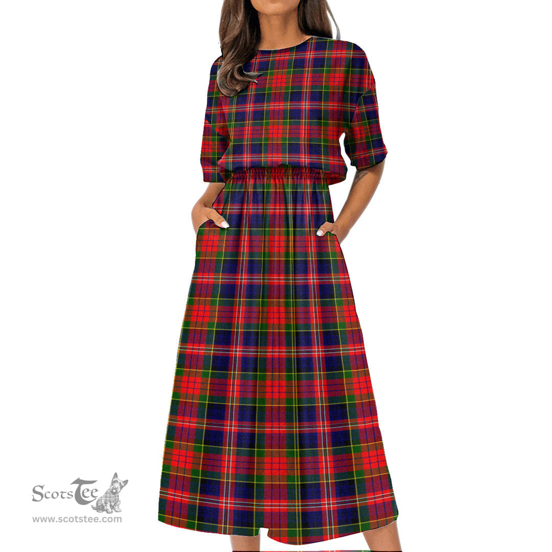 Scottish MacPherson Modern Tartan Womens Elastic Waist Dress Tartan Plaid Dress