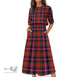 Scottish MacPherson Modern Tartan Womens Elastic Waist Dress Tartan Plaid Dress