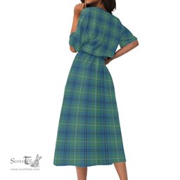 Scottish Oliphant Ancient Tartan Womens Elastic Waist Dress Tartan Plaid Dress