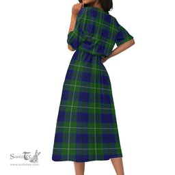 Scottish Oliphant Modern Tartan Womens Elastic Waist Dress Tartan Plaid Dress