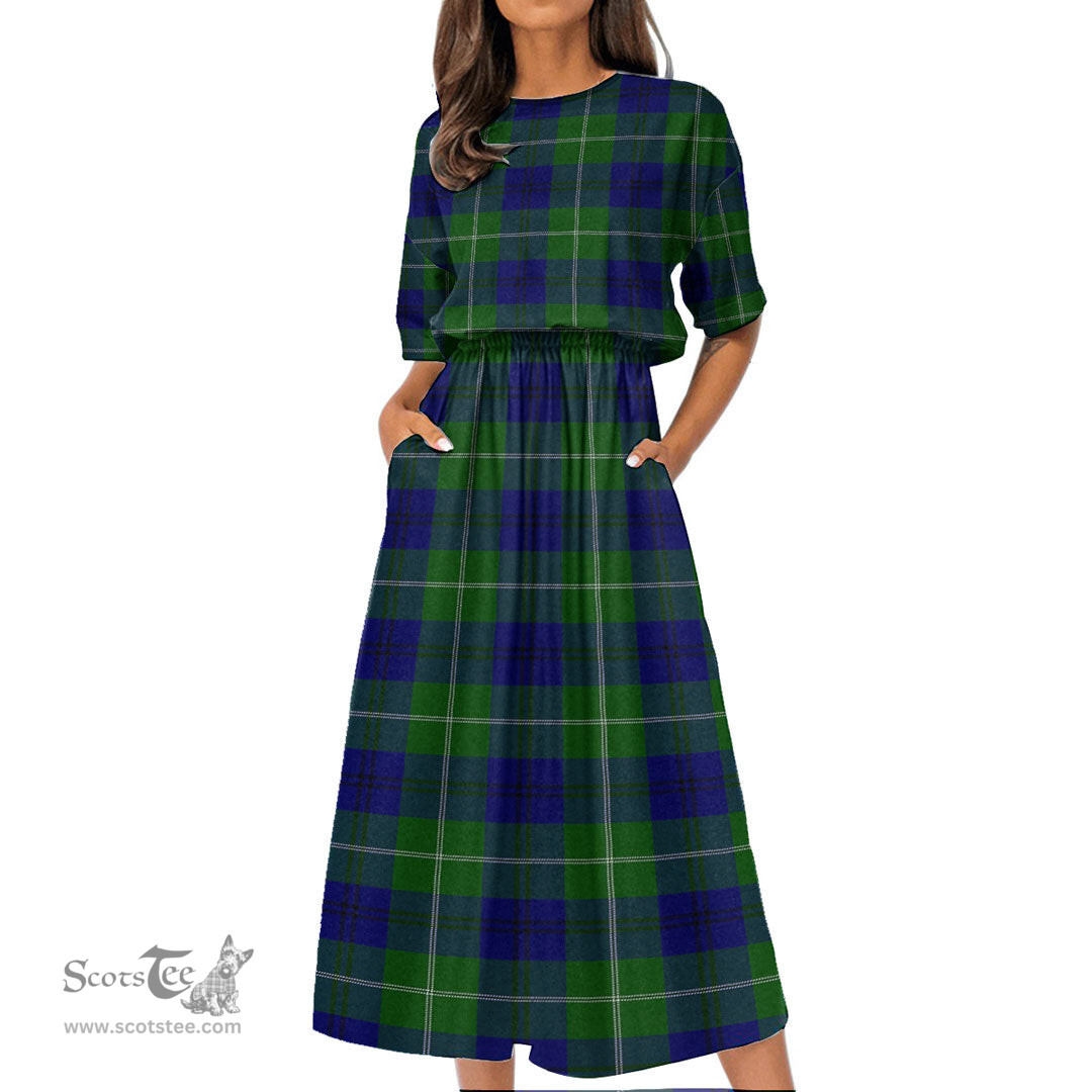 Scottish Oliphant Modern Tartan Womens Elastic Waist Dress Tartan Plaid Dress