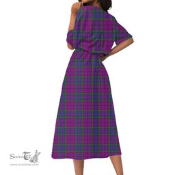 Scottish Wardlaw Modern Tartan Crest Womens Elastic Waist Dress Tartan Plaid Dress